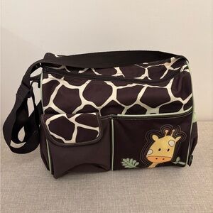 BabyBoom Giraffe Print Tote Diaper Bag w Changing Pad Large 6 Pocket Organizer